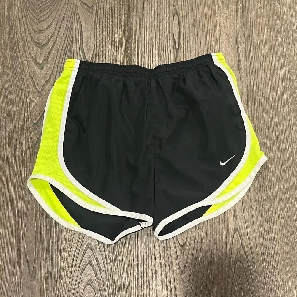 Nike Womens Black Yellow Elastic Waist Dri-FIT Track Shorts Size XS